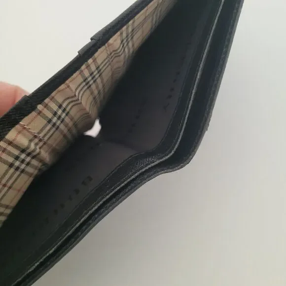 Burberry Men Designer Card Coin Bill Wallet 3in1 Black Leather Bifold Medium - Picture 9 of 14